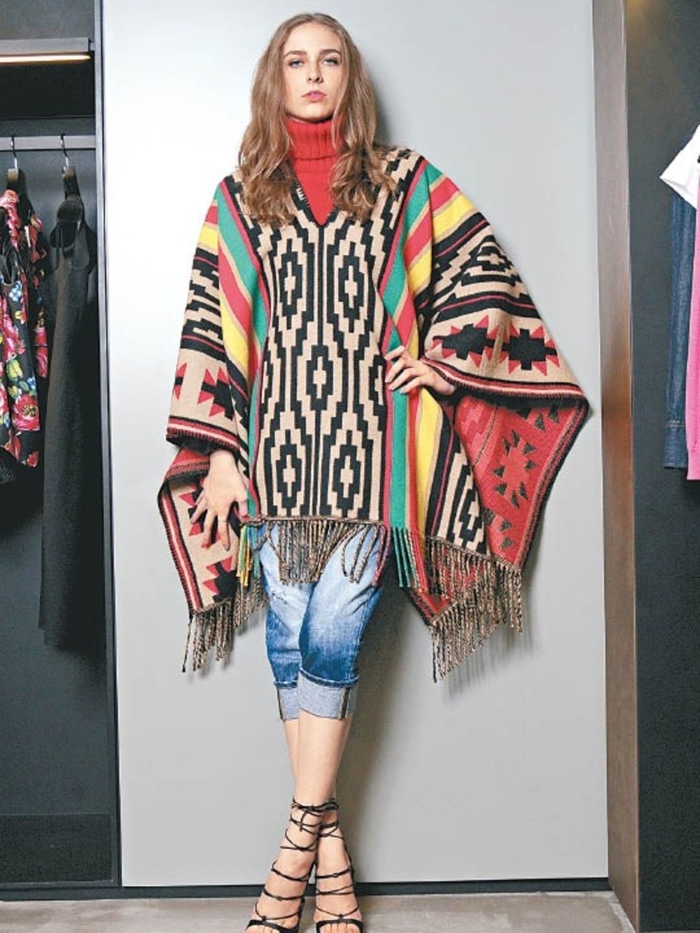 ✨ BRAND NEW Dsquared2 Striped Aztec Knit Poncho – F/W 2015 ✨